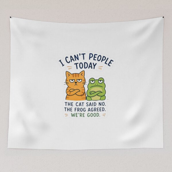 Item preview, I Cant People Today The Cat Said No, The Frog Agreed We are Good Design Stickers ! “I Can’t People Today Sticker — Funny Cat & Frog No Mood Vinyl Decal” designed and sold by Ulikedigital14.
