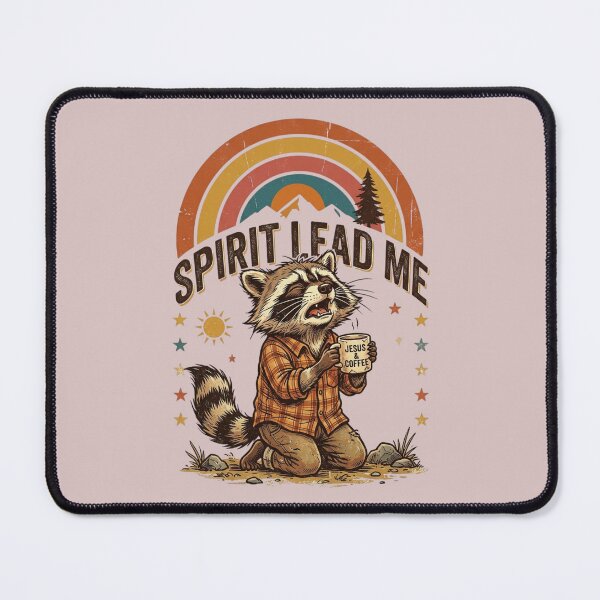 Item preview, Spirit Lead Me Funny Christian Raccoon Coffee Lover Retro Vintage Inspirational Faith Gift designed and sold by Im-Ara.