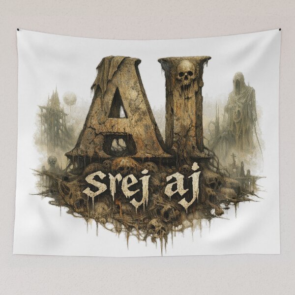 Item preview, Gothic AI Dark Horror Skull Decayed Letters Macabre Art Tee designed and sold by dkl4u.