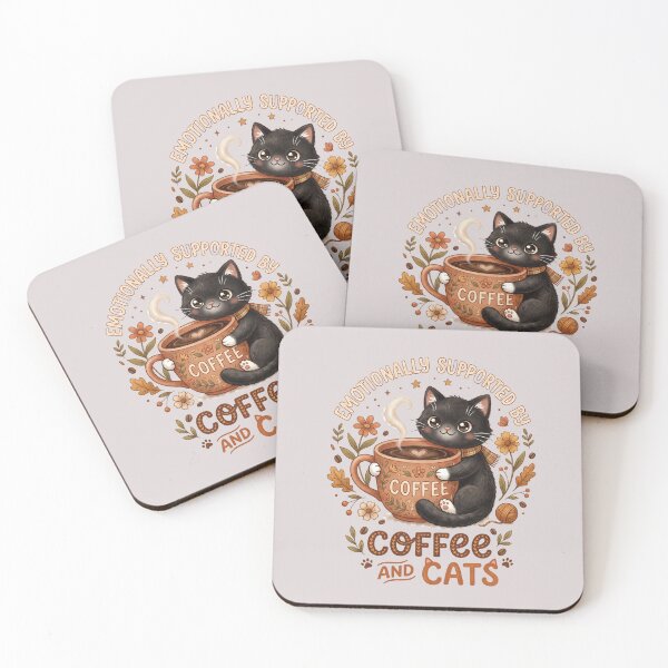 Item preview, Emotionally Supported By Coffee And Cats Cute Kawaii Cat Lover Funny Cozy Coffee Aesthetic Gift designed and sold by Im-Ara.