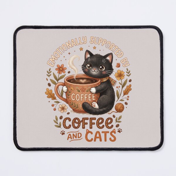 Item preview, Emotionally Supported By Coffee And Cats Cute Kawaii Cat Lover Funny Cozy Coffee Aesthetic Gift designed and sold by Im-Ara.