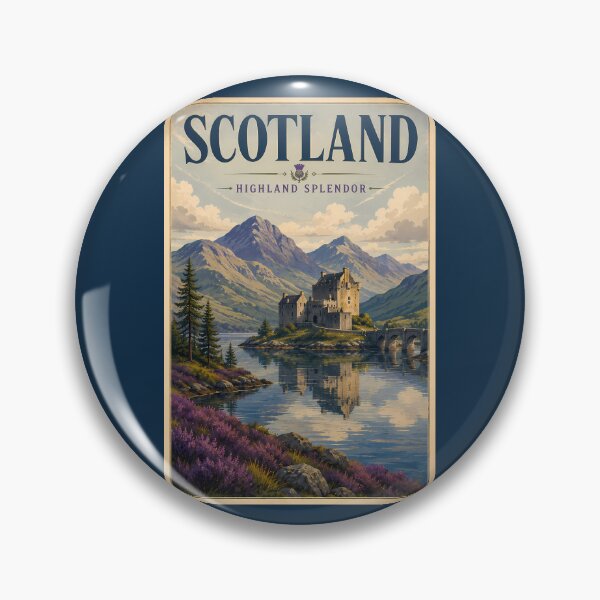 Item preview, Scotland Scottish Highland Illustration Travel Art Vintage designed and sold by KrisSidDesigns.