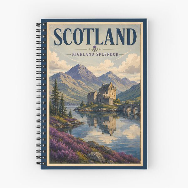 Item preview, Scotland Scottish Highland Illustration Travel Art Vintage designed and sold by KrisSidDesigns.