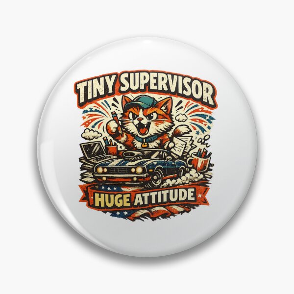 Item preview, Tiny Supervisor Huge Attitude Funny Cat Muscle Car Vintage designed and sold by shemodas.