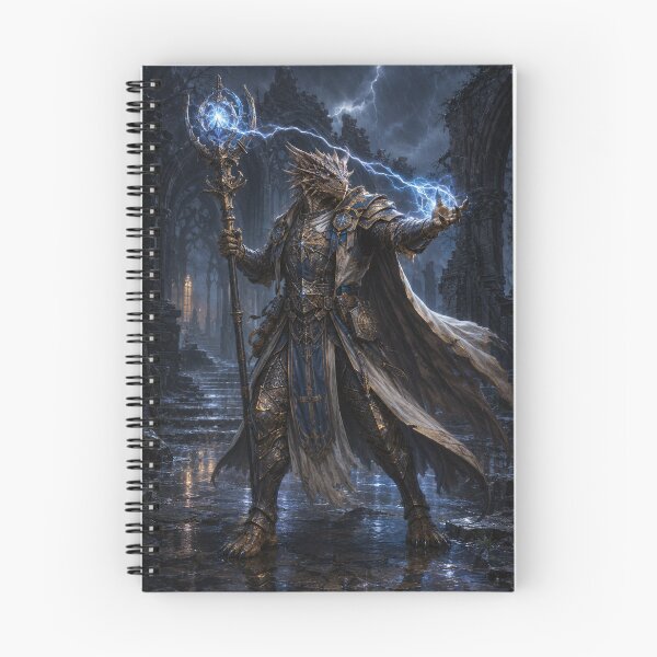 Item preview, Lightning Dragon Mage Original Fantasy Art Print designed and sold by INKBORN FORGE.