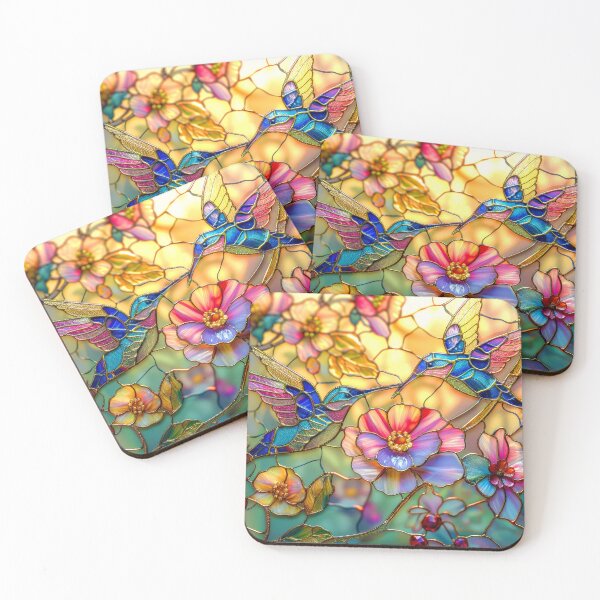 Item preview, Hummingbirds and Flowers  Stained Glass Art designed and sold by MargaretWiktor.