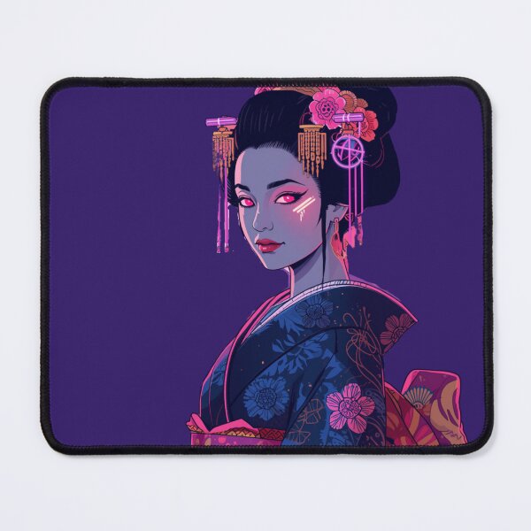 Item preview, Neon Cyberpunk Geisha Portrait - Vaporwave Japanese Synthwave Kimono Art designed and sold by kummo-0319.