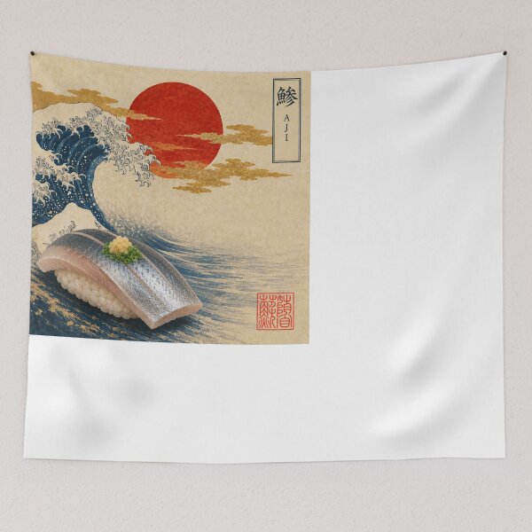 Item preview, Aji Horse Mackerel Nigiri — Ukiyo-e Japanese Sushi Art designed and sold by nurusubetei.