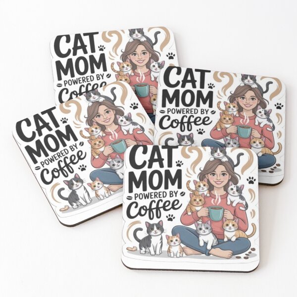 Item preview, Cat Mom Powerd By Coffee Design Sticker ! Cat Mom Powered By Coffee Sticker — Cute Cat Lover Decal, Funny Coffee & Cat Gift for Her designed and sold by Ulikedigital14.