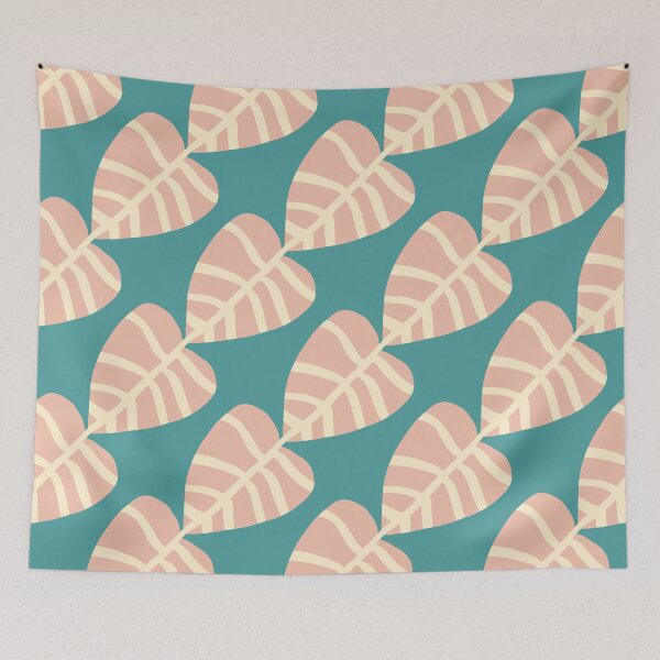 Item preview, Minimalist Boho Tropical Leaves Pattern in Dusty Pink and Teal designed and sold by AMS.
