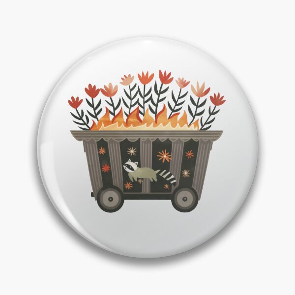 Item preview, Scandinavian Folk Art, Dumpster Fire With Raccoon designed and sold by xiao xuans.