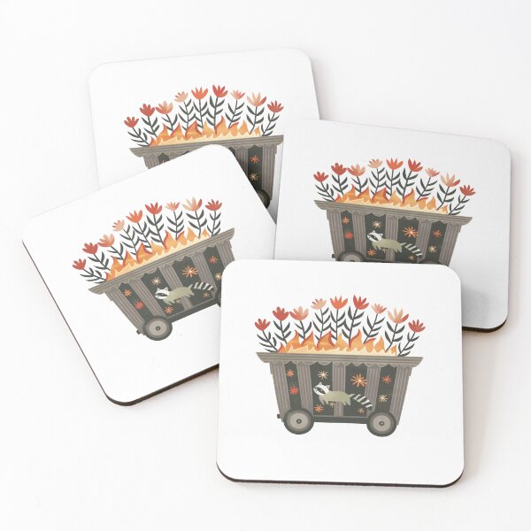 Item preview, Scandinavian Folk Art, Dumpster Fire With Raccoon designed and sold by xiao xuans.