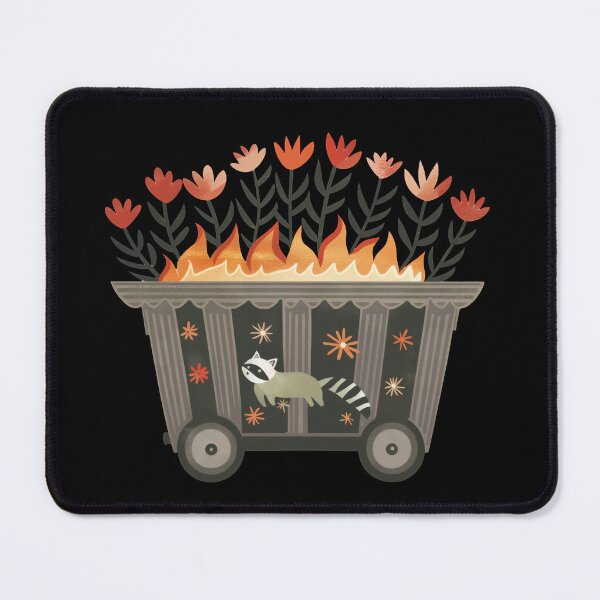 Item preview, Scandinavian Folk Art, Dumpster Fire With Raccoon designed and sold by xiao xuans.