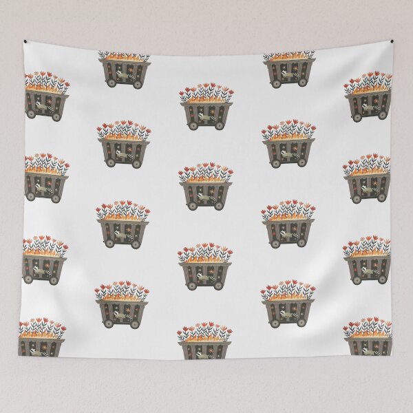 Item preview, Scandinavian Folk Art, Dumpster Fire With Raccoon designed and sold by xiao xuans.