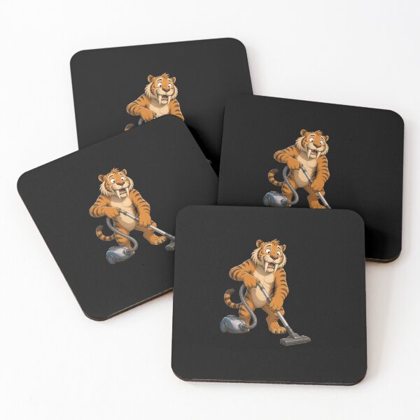Item preview, Saber Tooth Tiger Vacuum Cleaning Scene designed and sold by Timowo Studio | Fine Line Wildlife Art & Modern Nature Graphics.