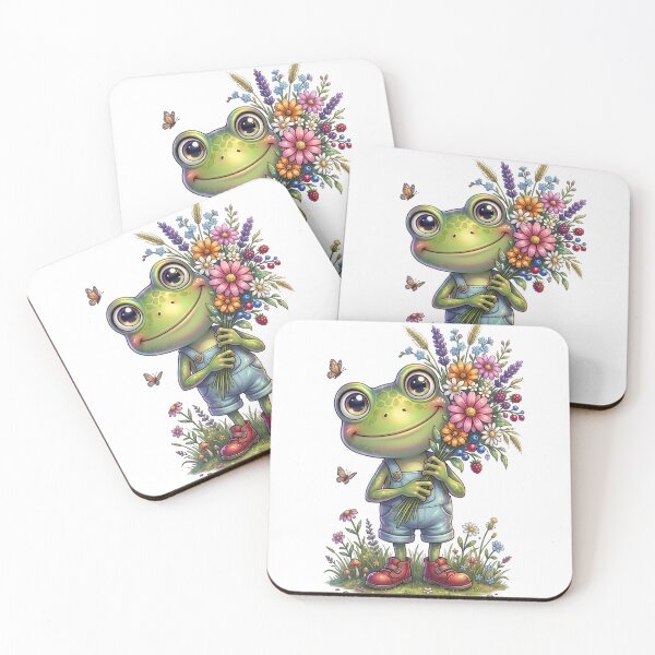 Item preview, Cute Frog Holding Wildflower Bouquet designed and sold by Sovereign Supply Co..