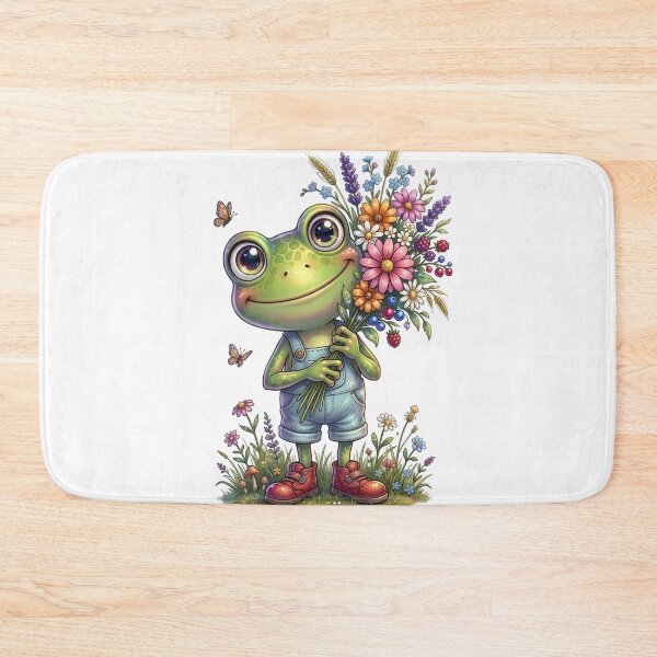 Item preview, Cute Frog Holding Wildflower Bouquet designed and sold by Sovereign Supply Co..