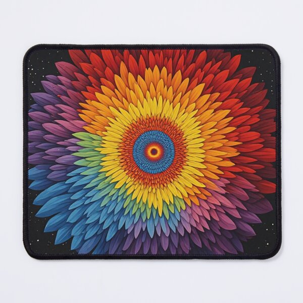 Item preview, Psychedelic Rainbow Floral Mandala Optical Illusion Art designed and sold by Resolution Retro.