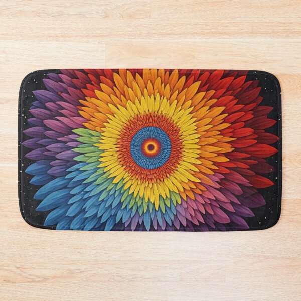 Item preview, Psychedelic Rainbow Floral Mandala Optical Illusion Art designed and sold by Resolution Retro.