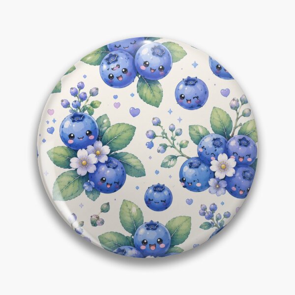 Item preview, Kawaii Blueberry Cottage Garden Pattern | Cottagecore Berry Floral Seamless Design designed and sold by Aramdesing.