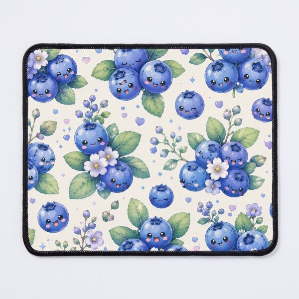 Item preview, Kawaii Blueberry Cottage Garden Pattern | Cottagecore Berry Floral Seamless Design designed and sold by Aramdesing.