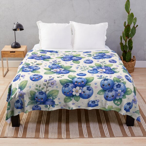 Item preview, Kawaii Blueberry Cottage Garden Pattern | Cottagecore Berry Floral Seamless Design designed and sold by Aramdesing.