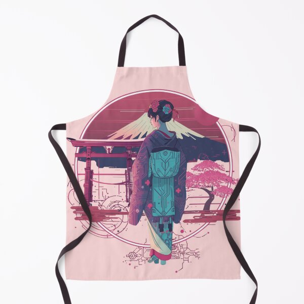 Item preview, Cyberpunk Geisha Mount Fuji Torii - Vaporwave Japanese Tech Kimono Synthwave Art designed and sold by kummo-0319.
