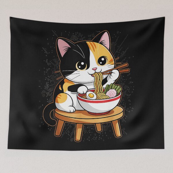Item preview, Calico Cat Eating Ramen Japanese Noodle Foodie designed and sold by AmaXONIC.