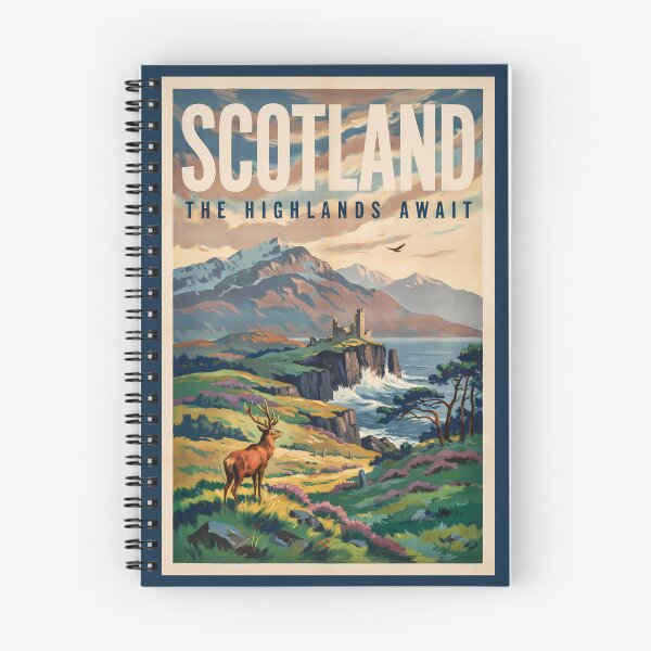 Item preview, Scotland Scottish Highland Deer Illustration Travel Art Vintage designed and sold by KrisSidDesigns.