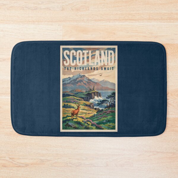 Item preview, Scotland Scottish Highland Deer Illustration Travel Art Vintage designed and sold by KrisSidDesigns.