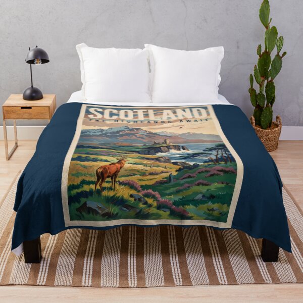Item preview, Scotland Scottish Highland Deer Illustration Travel Art Vintage designed and sold by KrisSidDesigns.
