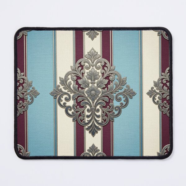 Item preview, Oat, Sky Blue & Burgundy Striped Damask designed and sold by DesignsByPrnces.