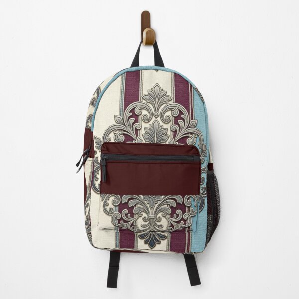 Item preview, Oat, Sky Blue & Burgundy Striped Damask designed and sold by DesignsByPrnces.