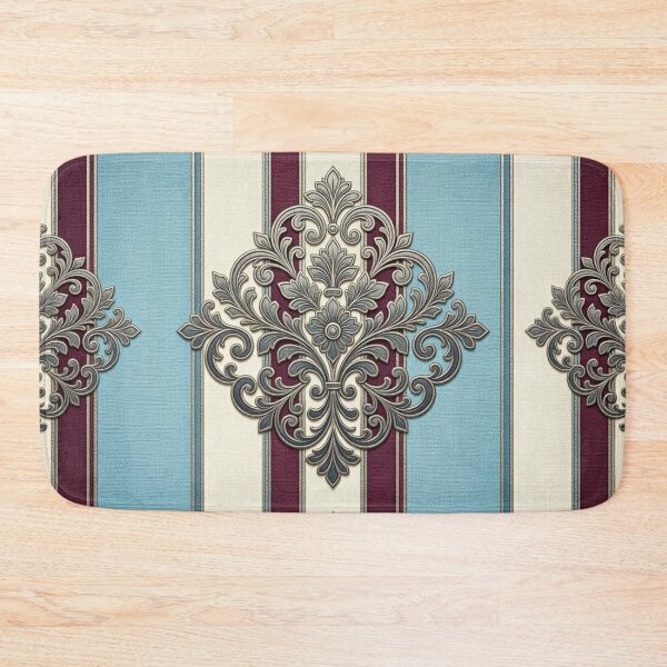 Item preview, Oat, Sky Blue & Burgundy Striped Damask designed and sold by DesignsByPrnces.