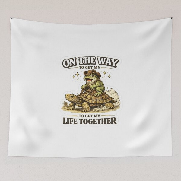 Item preview, On The Way To Get My Life Together Frog on Turtol Design Sticker ! On The Way To Get My Life Together Frog Sticker — Cute Motivational Planner Vinyl Sticker designed and sold by Ulikedigital14.