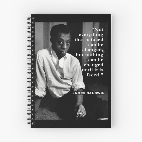 Item preview, James Baldwin portrait and  quote: “Not everything that is faced can be changed...” designed and sold by artbleed.