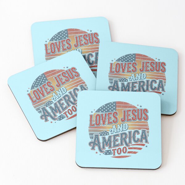 Item preview, Loves Jesus And America Too Funny Christian Patriotic Retro USA Quote Gift For Proud American Believers designed and sold by Im-Ara.