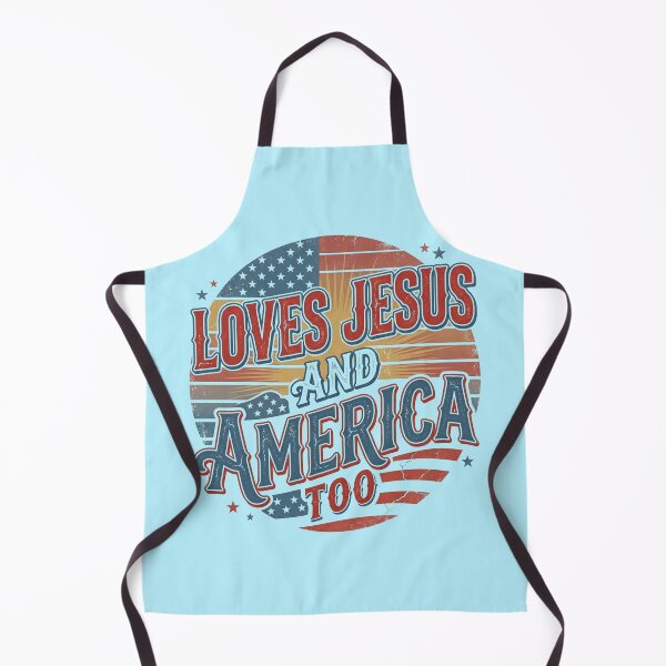 Item preview, Loves Jesus And America Too Funny Christian Patriotic Retro USA Quote Gift For Proud American Believers designed and sold by Im-Ara.