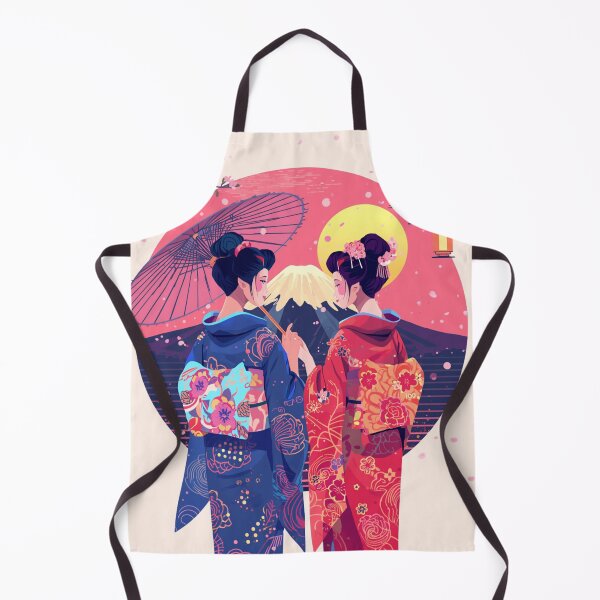 Item preview, Two Geisha Mount Fuji Cherry Blossom - Japanese Kimono Sakura Vaporwave Art designed and sold by kummo-0319.