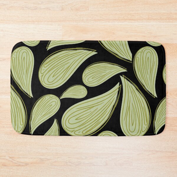 Item preview, Retro Olive Green Psychedelic Paisley Pattern on Black designed and sold by AMS.