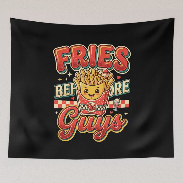 Item preview, Fries Before Guys Funny Food Lover Retro Diner Humor Cute Fast Food Quote Design designed and sold by Im-Ara.