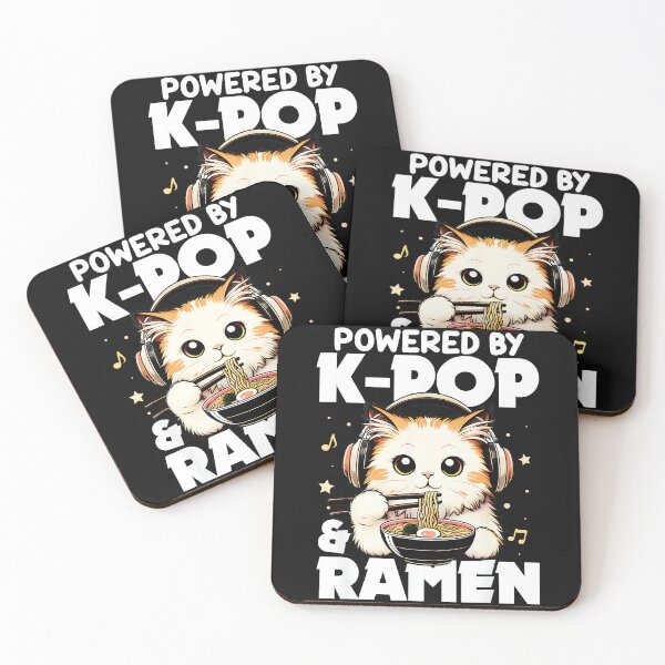 Item preview, Powered By K-Pop & Ramen Korean Pop Music Fan Ramen Foodie Cat Lover designed and sold by AmaXONIC.