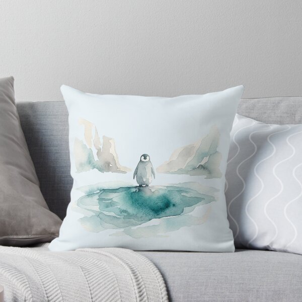 Item preview, Mystical Penguin by a Deep Turquoise Glacier Pool Watercolor designed and sold by GrabaHuk.