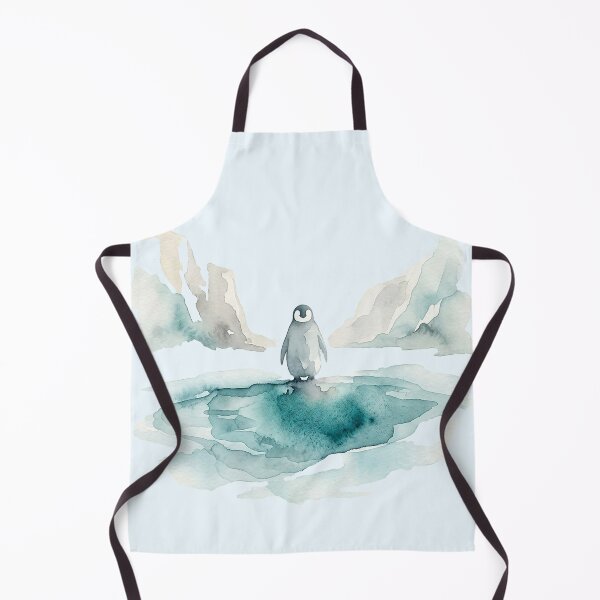 Item preview, Mystical Penguin by a Deep Turquoise Glacier Pool Watercolor designed and sold by GrabaHuk.