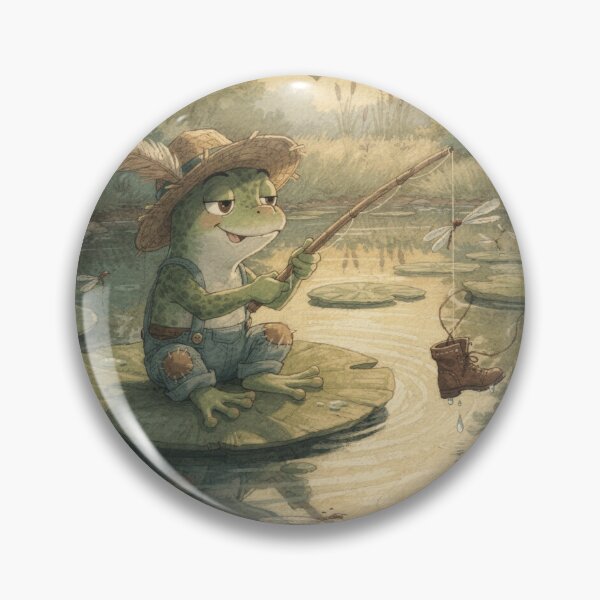 Item preview, Frog Fisherman Caught a Tiny Boot Funny Art designed and sold by PictorialWhimsy.