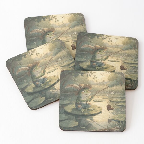 Item preview, Frog Fisherman Caught a Tiny Boot Funny Art designed and sold by PictorialWhimsy.