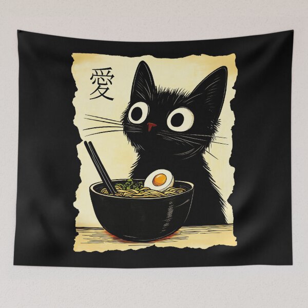 Item preview, Love Black Cat Ramen Noodle Lover Japanese Foodie Feline designed and sold by AmaXONIC.