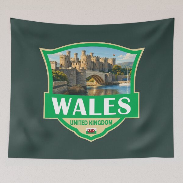 Item preview, Wales United Kingdom Illustration Retro Badge designed and sold by KrisSidDesigns.