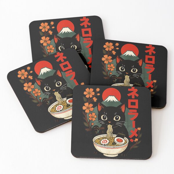 Item preview, Neko Ramen Black Cat Japanese Noodles Mount Fuji Foodie designed and sold by AmaXONIC.