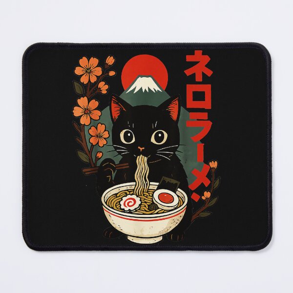 Item preview, Neko Ramen Black Cat Japanese Noodles Mount Fuji Foodie designed and sold by AmaXONIC.